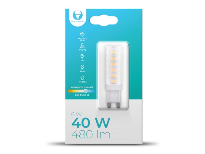 Żarówka LED G9, 6W, 480LM, 330°