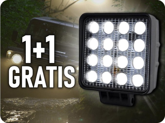 LED Epistar Lampa robocza 48W, 3071lm, 12/24V, IP67, 1+1 GRATIS!