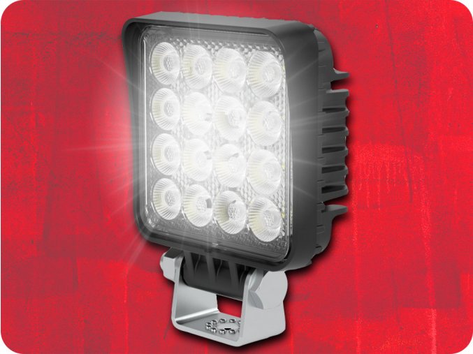 Lampa robocza LED z wyłącznikiem, kwadratowa, 16xLED, IP 6K9K (L0161)