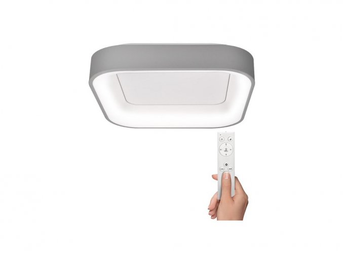 Kwadratowa lampa sufitowa LED Solight Treviso, 48W, 2880lm, pilot, szary, 3000K-6500K [WO769-G]