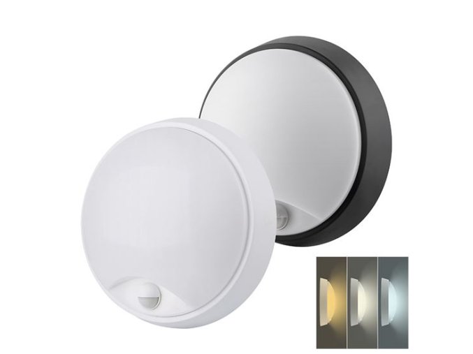 Oświetlenie zewnętrzne LED Solight z czujnikiem, CCT, 18W, 1350lm, 22cm, 2w1 - biały + czarna osłona [WO780]