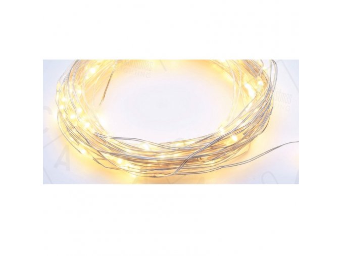 Łańcuch dekoracyjny LED 5m, 50LED, 3xAA, ciepła biel, bez funkcji, srebrny (X0150111)