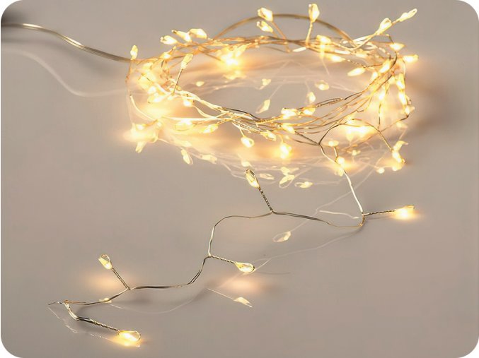 Łańcuch dekoracyjny LED 2.5m, 50LED, 3xAA, ciepła biel, bez funkcji, srebrna (X01501117)