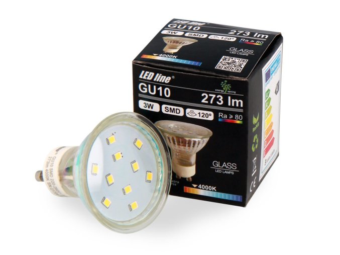 Żarówka LED GU10 ze srebrną krawędzią, 3W, 273lm, 120° (241925)