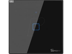 IInteligentny 1-przełącznik czarny WiFi + RF433 Sonoff typ T3EU1C-TX (1 kanał), 2A, max. 480W, szkło hartowane