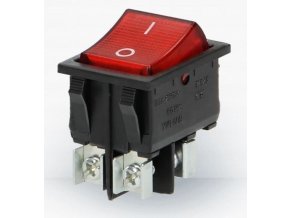 Przełącznik kołyskowy I/O czerwony kwadratowy podświetlany 20A/230V [OR-AE-13179/R/B]