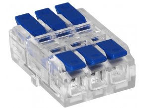 Złącze kablowe 3PIN mini snap, dwustronne, niebieskie, 0,75-4mm2, IEC, 250V/32A [OR-SZ-8021/3/50]