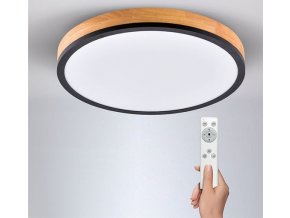 Lampa sufitowa LED Solight z pilotem, okrągła, dekor drewniany, 40W, 3300lm, Ø45cm [WO805]