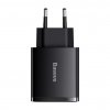 Adapter szybkiego ładowania Baseus 2xUSB, USB-C, PD, 3A, 30W, czarny