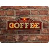 Metalowa tabliczka LED w stylu retro Forever Light Świeża parzona kawa [RTV100462]