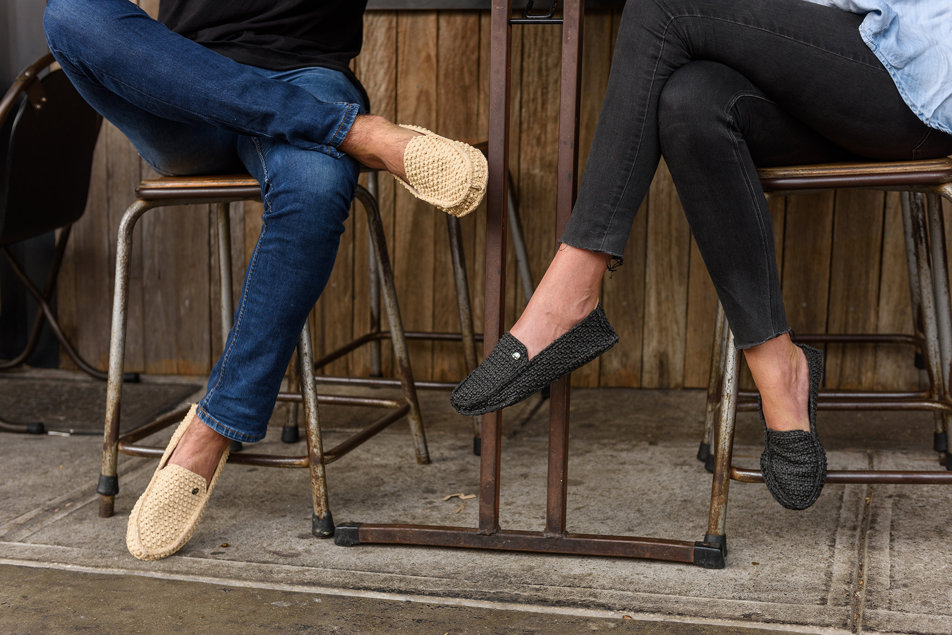 led shoes in the bar