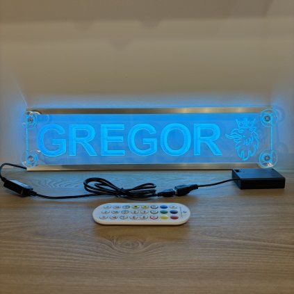 LED plexi nameplate Griffin “Your own text” – 45x10cm