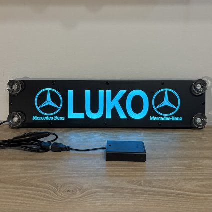 LED menovka Mercedes logo– 45x10cm
