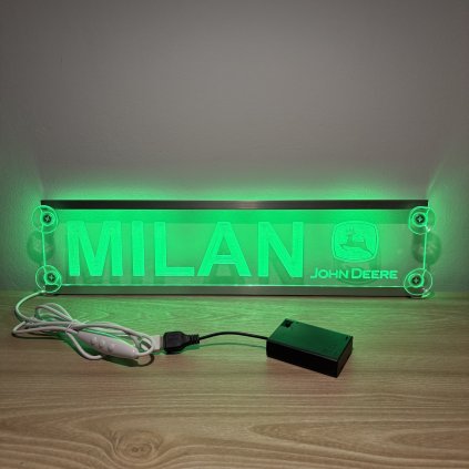 LED plexi menovka John Deere – 45x10cm