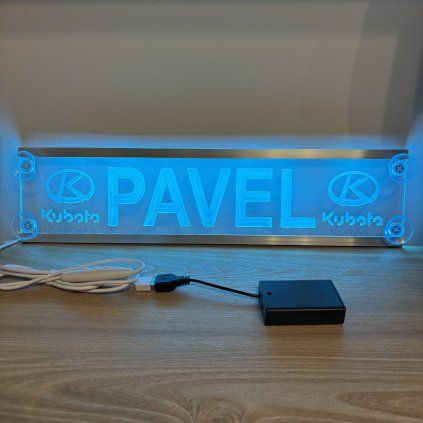 LED plexi menovka Kubota – 45x10cm