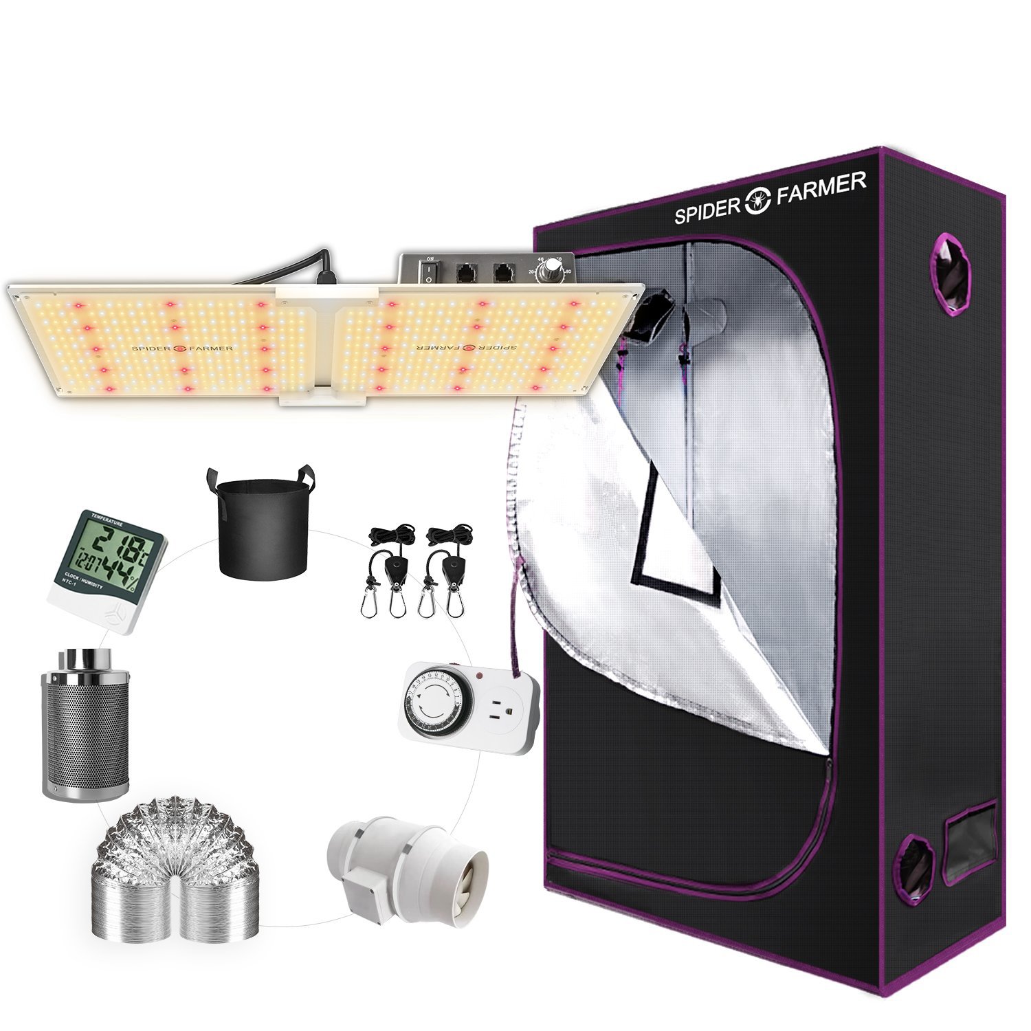 New SF2000 LED Grow Light Full Spectrum+2'x4' Grow Tent Kits