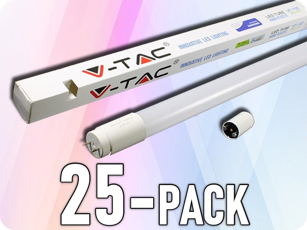 LED T8, 18W, 1700lm, 120cm, G13, Nano Plast, 25 darabos csomag! levná  elektronika značky V-TAC