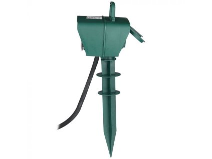 Kerti oszlop, 2 aljzat mechanikus időzítővel (3G 1.5mmx3m), IP44, max. 3500W, zöld