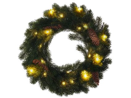 Karácsonyi koszorú, Ø30cm, 15LED, 3xAA, IP44, időzítő, időzítő [1V239]