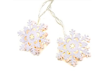 LED hópehely lánc, fém, 1.35m, 10LED, 2xAA, meleg fehér, funkció nélkül, átlátszó kábel, átlátszó kábel [XA10WW2A]