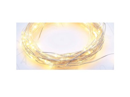 LED dekorációs lánc 5m, 50LED, 3xAA, meleg fehér, funkció nélkül, ezüst színű [X0150111]