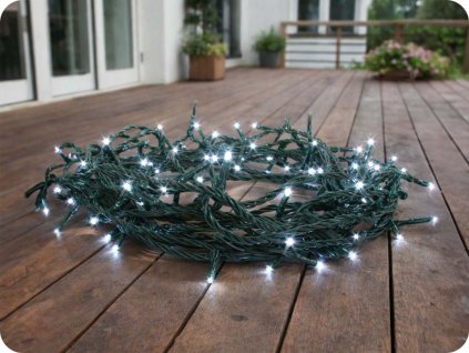 LED kültéri karácsonyi lánc, 180 LED, 8,95m, 3m vezeték, 8 funkció, IP44, hideg fehér [X08180212]