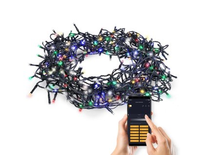 Solight LED WIFI okos kültéri díszlánc, 240 LED, 12m, 5m ólom, meleg fehér + RGB [1V12-WIFI]