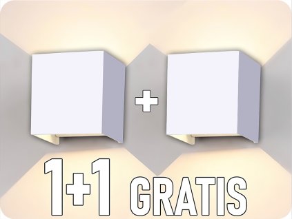 LED fali lámpa LEDOM 2x3W, 450lm, IP54, fehér, 1+1 gratis! [478184]