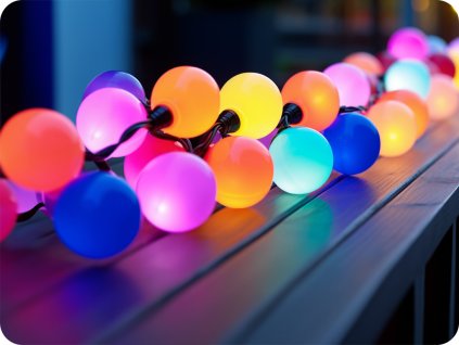 Solar LED lánclámpa 6,5​​m, 30xLED, 8 mód, többszínű, IP65 [RTV100191]