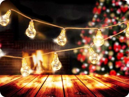 Solight LED dekorációs izzók zsinóron, 10x izzó, 30LED, 180cm, időzítő 3xAA [1V242]