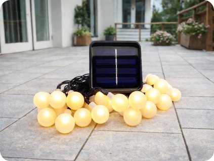 ACA SOLAR LED lánclámpa 4,35m + 2m, 30xLED, tejszerű, meleg fehér, IP44 [X04301423]