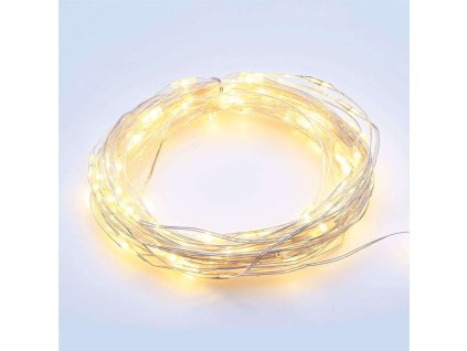 LED dekoratív ezüst lánc, időzítővel 10 m, 100 LED, 3xAA, IP44 [X01100115, X01100215]