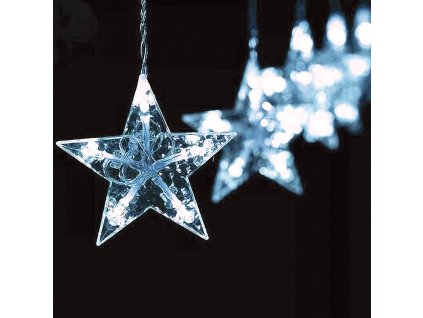 LED függöny csillagok 3m, 10x ág, 100LED, IP44, hideg fehér [X0610024202]