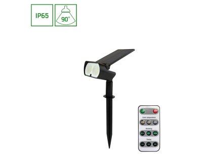 Süllyesztett/felületi napelemes lámpa távirányítóval 200lm, IP65, CCT [SLI049002]