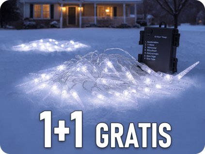 Solight LED kültéri jégcsapok, 50LED, időzítő, 8 funkció, IP44, 3xAA akkumulátor, 1+1 GRATIS! [1V47]