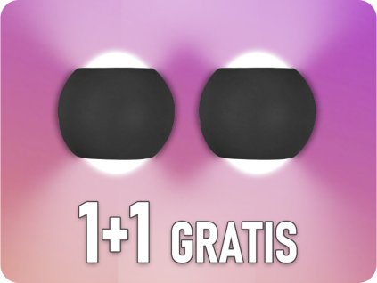 LED fali lámpa 2W, 200lm, dupla fénysugár, fekete, 1+1 gratis!