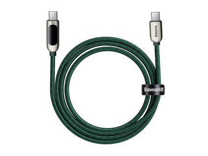 BASEUS KÁBEL USB-C – USB-C KIJELZŐ, 100 W, 2M, ZÖLD [028762]