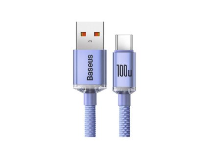 BASEUS CRYSTAL SHINE KÁBEL USB-A – USB-C 5A, 1,2M, LILA [030616]