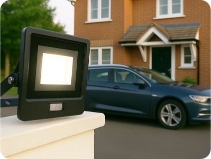 LED reflektor PIR érzékelővel 30W, 2340lm, fekete