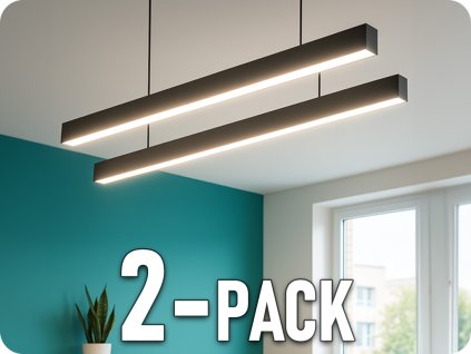 LED LINEÁRIS FÜGGŐLÁMPA EXECULINE 120cm, 30W, 3750LM, FEKETE/2-PACK! [207813]