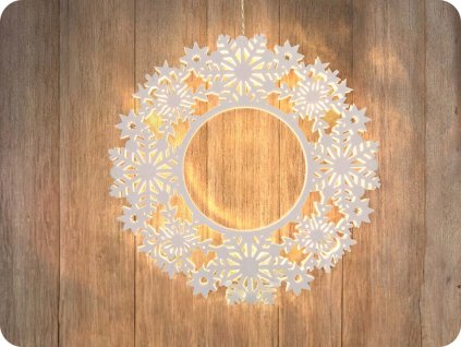 LED fa karácsonyi koszorú 30cm, időzítővel, 2xAA, fehér [1V297]