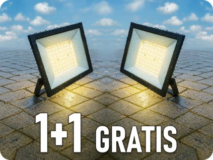 LED reflektor 50W, 4700lm, IP65, 110°, fekete, 1+1 gratis!
