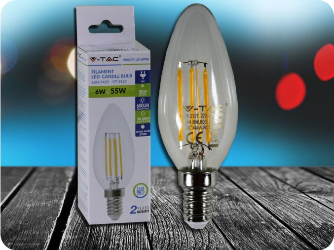 E14 LED RETRO FILAMENT LÁMPA 6W, 600lm, LÁPPA