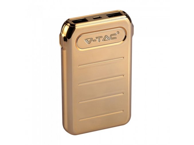 Power Bank 10,000 mAh, 2XUSB + USB-C, arany színben