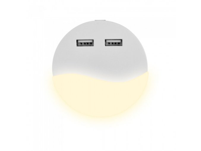 LED éjszakai lámpa 0,4W (10lm), 2xUSB, kör alakú