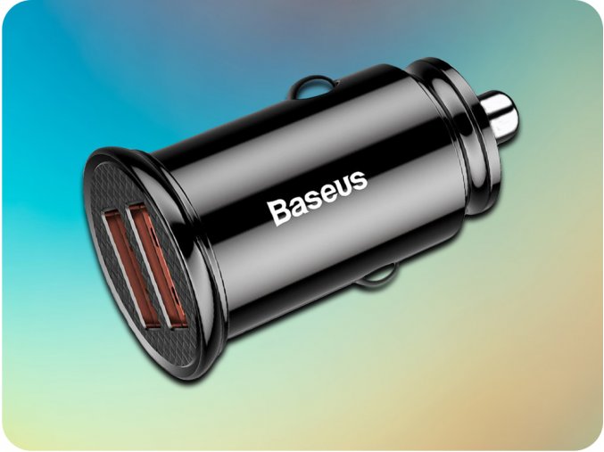 Baseus Dual QC 3.0 autós töltőadapter, 30W, fekete