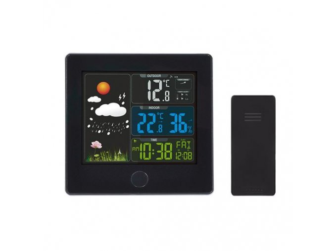 Solight meteorológiai állomás, színes LCD, hőmérséklet, páratartalom, RCC, fekete színű [TE80]