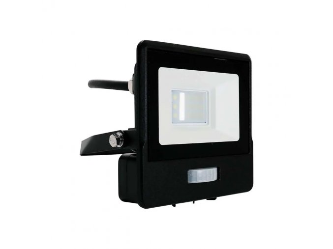 LED reflektor PIR érzékelővel, 10W, 735lm, Samsung chip, 1m kábel, 100°, IP65, fekete, fekete