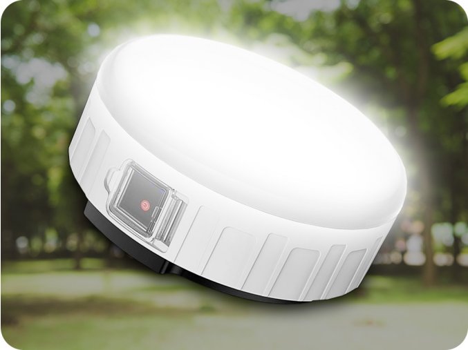 Újratölthető kemping LED lámpa 7W, 400lm, 2400 mAh, IP42, USB, 3 mód [T25]