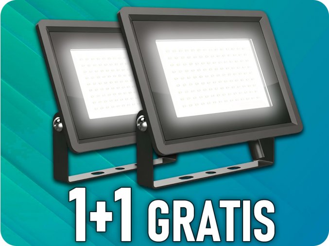 LED reflektor 100W, 8700lm, fekete, 1+1 gratis!